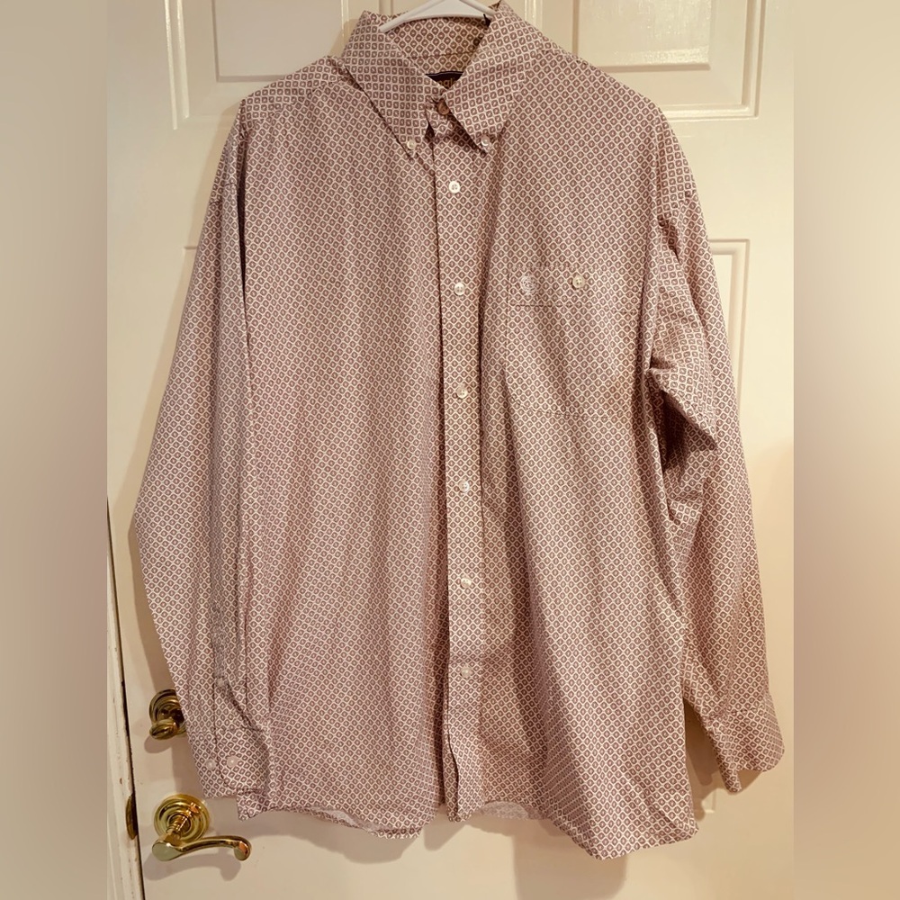 Wrangler George Strait Long Sleeve Button Up Men's Western Shirt XL Maroon/White